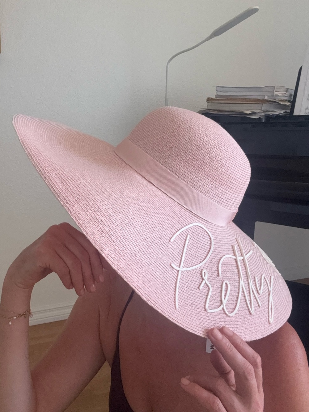 Eugenia Kim Hat Pretty In a pink Wide-Brim SunHat Floppy New $495